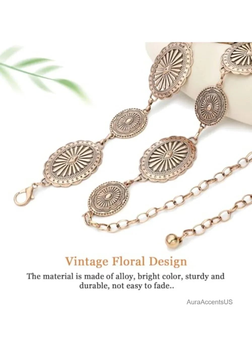 Western Chain Metal Belt for Women Waist Belts Cowgirl Link for Jeans Dresses